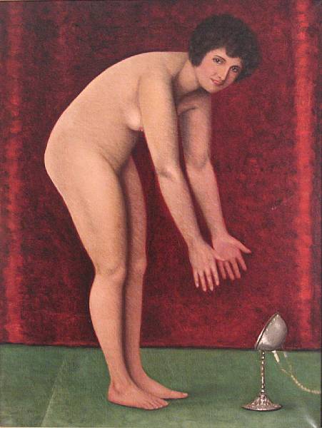 Appraisal: Unknown Artist Female nude unsigned oil on canvas x in