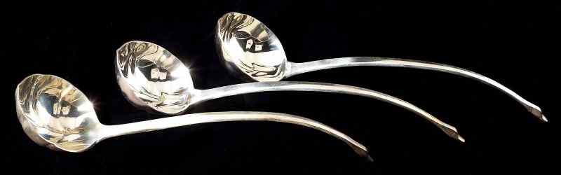 Appraisal: Three Met Museum Sterling Silver Ladles by Gorhamcreated as reproductions