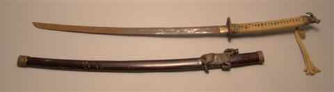 Appraisal: A SWORD the silver slightly curved blade in a lacquer