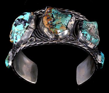 Appraisal: Navajo Sterling Silver Turquoise Cuff Featured in this lot we