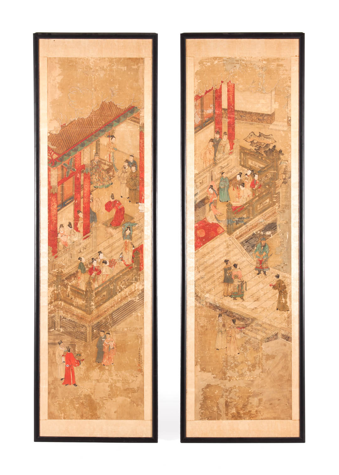 Appraisal: Pair of Chinese painted panels th century or earlier court