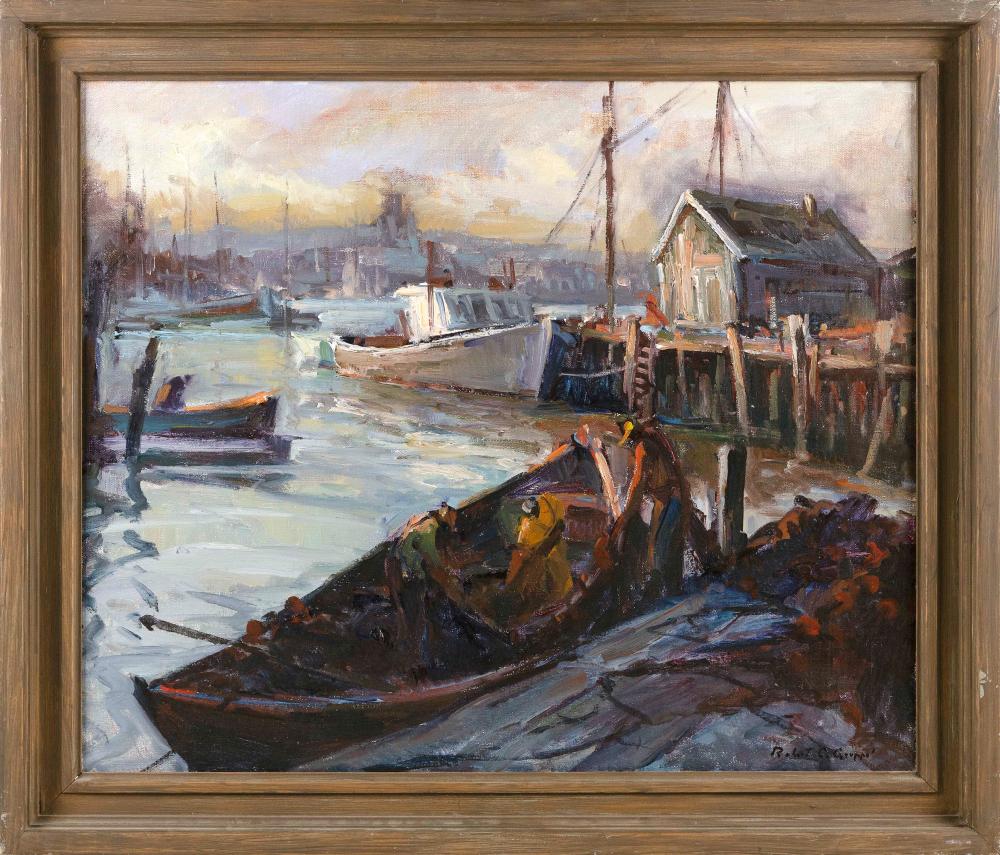 Appraisal: ROBERT CHARLES GRUPPE MASSACHUSETTS B NORTH SHORE HARBOR SCENE OIL