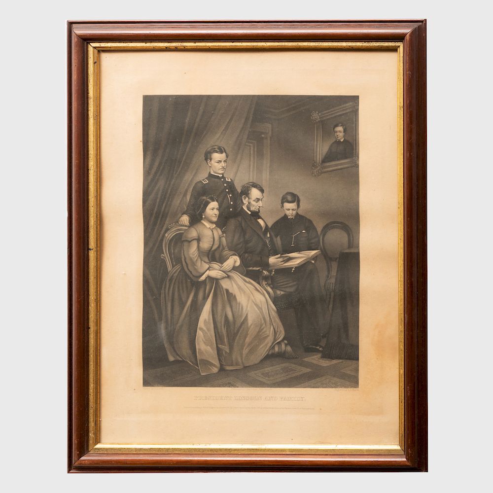 Appraisal: After F Schell President Lincoln and Family Engraving in black