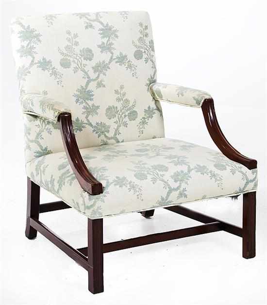 Appraisal: George III mahogany armchair late th century upholstered back issuing