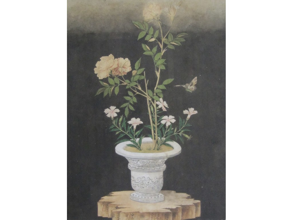 Appraisal: ENGLISH SCHOOL TH CENTURY ROSES AND CARNATIONS IN A VASE