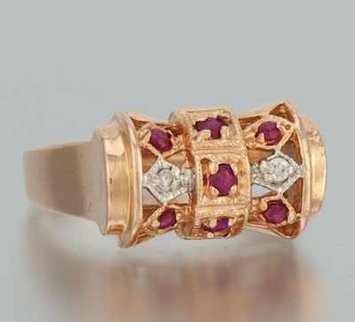 Appraisal: A Ladies' Rose Gold Ruby and Diamond Ring k rose