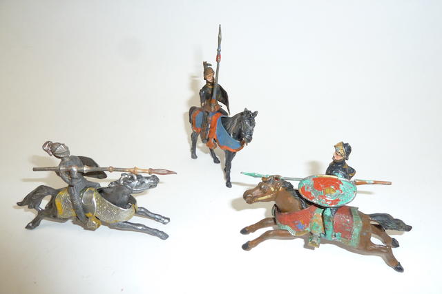 Appraisal: Heyde No size Medieval Knights with three mounted knights in