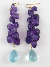 Appraisal: A pair of amethyst drop earrings with yellow metal tests