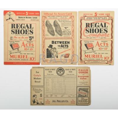 Appraisal: BASEBALL SCORECARDS Ten from the Brooklyn Dodgers and New York