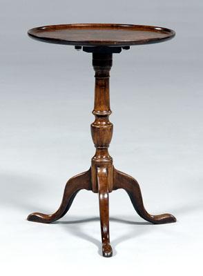 Appraisal: Chippendale mahogany candle stand figured single-board dished top tilting above