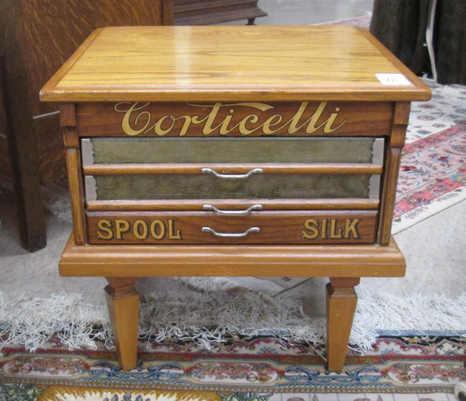 Appraisal: THREE-DRAWER OAK SPOOL CHEST made by The Florence Co Florence