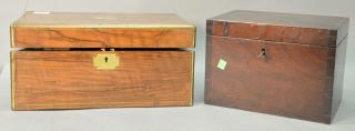 Appraisal: Two mahogany boxes including lap desk with brass inlay and