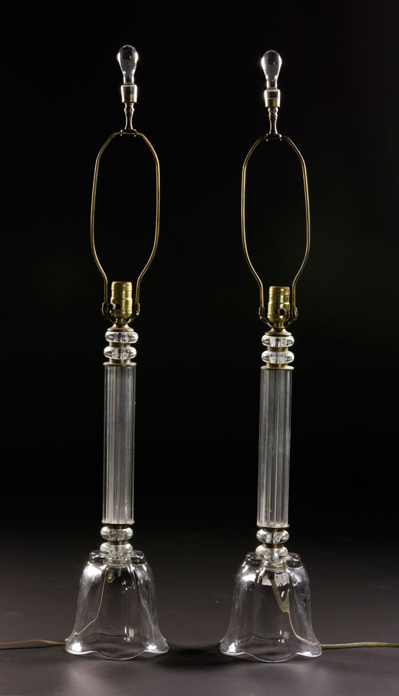 Appraisal: - Pr Designer Crystal Lamps Pair of designer lamps crystal