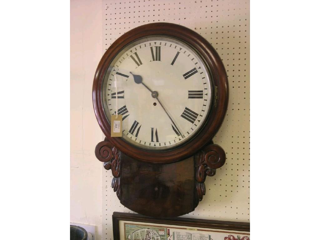 Appraisal: A Victorian mahogany drop-dial wall clock in enamelled dial with