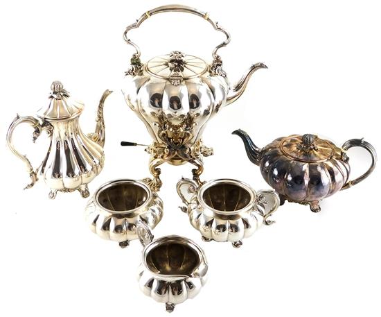 Appraisal: Silverplate assembled tea service seven pieces most with crossed-key hallmark