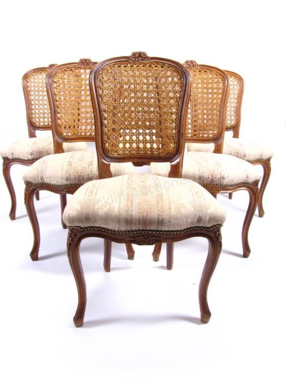 Appraisal: A set of six Louis XV style side chairs carved