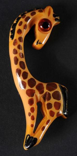 Appraisal: Bakelite Brown Spotted Gold Giraffe Pin Condition Excellent Size -