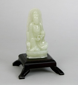 Appraisal: A Carved White Jade Quan Yin Figure Chinese A white