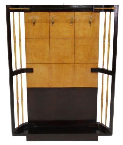 Appraisal: French Art Deco hall tree c s top glass shelf