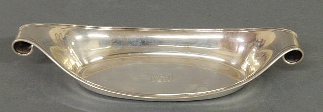 Appraisal: Tiffany Co sterling silver dish with scrolled handles and monogrammed