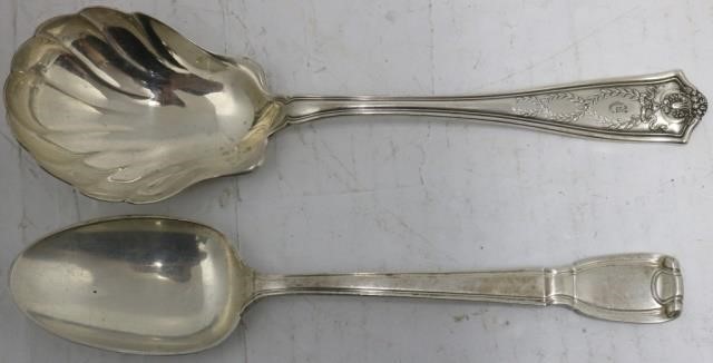 Appraisal: TIFFANY STERLING SILVER SERVING SPOONS ONE IS LONG AND WEIGHS