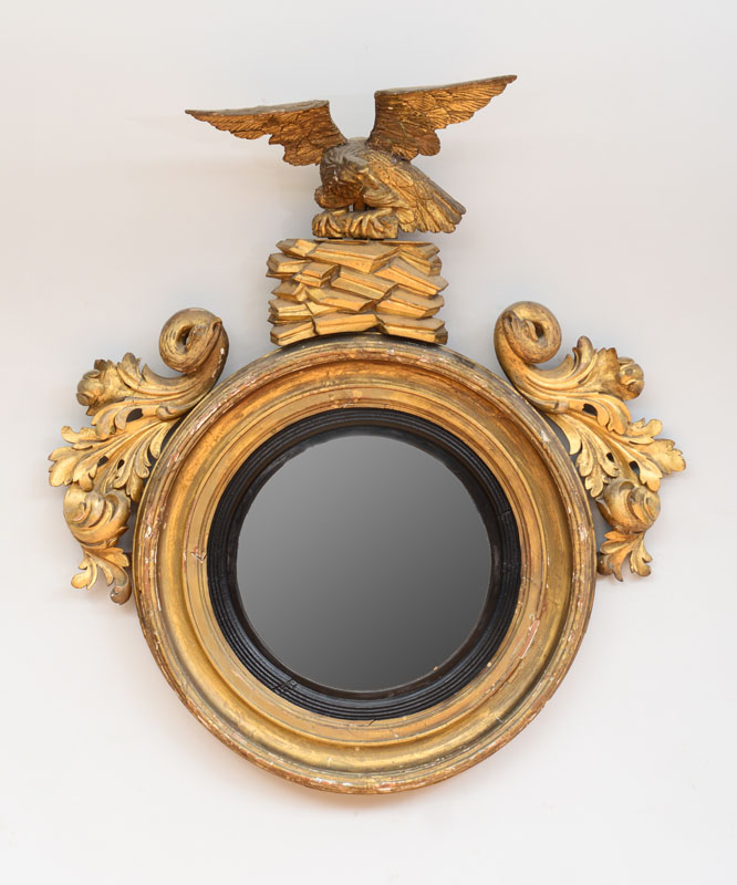 Appraisal: WILLIAM IV GILTWOOD CONVEX MIRROR x in Estimate -