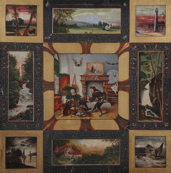 Appraisal: CONTINENTAL SCHOOL th century MONTAGE oil on panel - Unframed