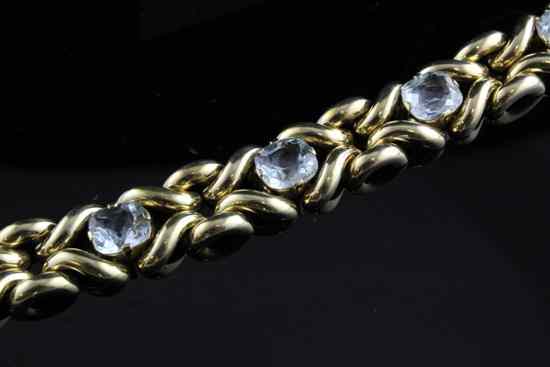 Appraisal: A 's ct gold and aquamarine bracelet in gross g