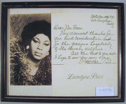 Appraisal: piece Photo Signed Inscribed Price Leontyne silver print x inches