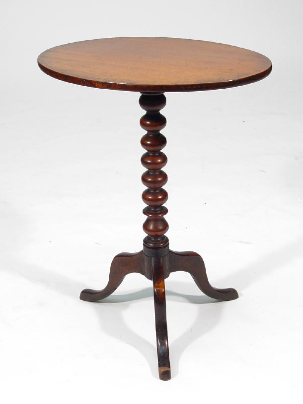 Appraisal: Victorian oval mahogany snap top wine table on bobbin turned