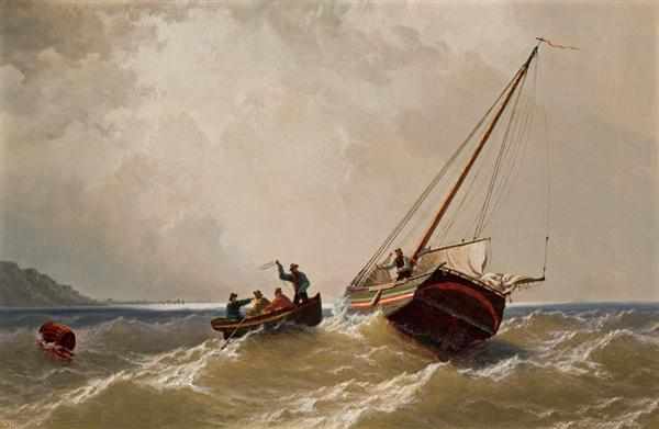 Appraisal: WILLIAM BRADFORD American - ''Tow Boat and Sloop'' oil on