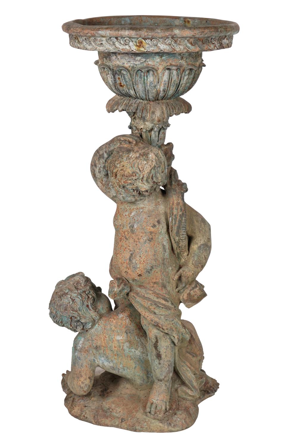 Appraisal: BRONZE FIGURAL FOUNTAINdepicting cherubs inches high Condition