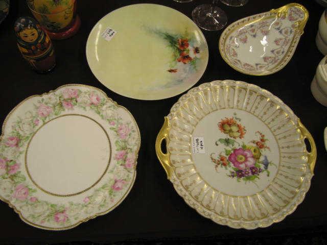 Appraisal: Pcs Fine Porcelain handpainted floral plated Limoges nappy rose decor