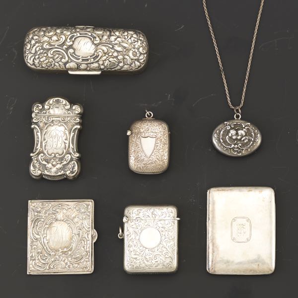 Appraisal: ASSORTMENT OF SEVEN STERLING SILVER VESTAS TRINKET BOX AND PICTURE