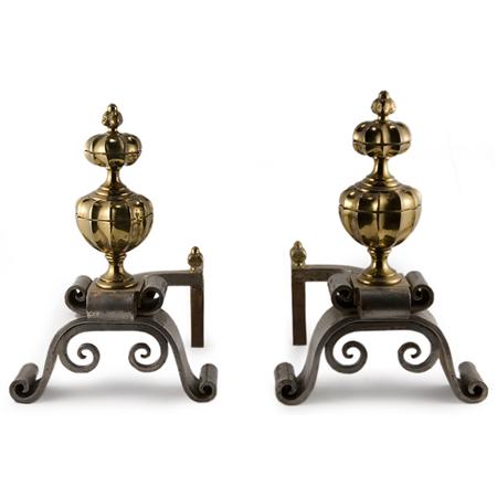 Appraisal: Pair of Louis XVI Style Metal Andirons Estimate -