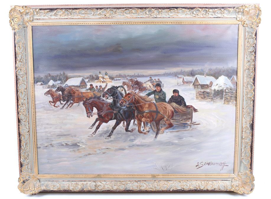 Appraisal: A Scheloumoff Russian Race Original Oil Painting Featured in this