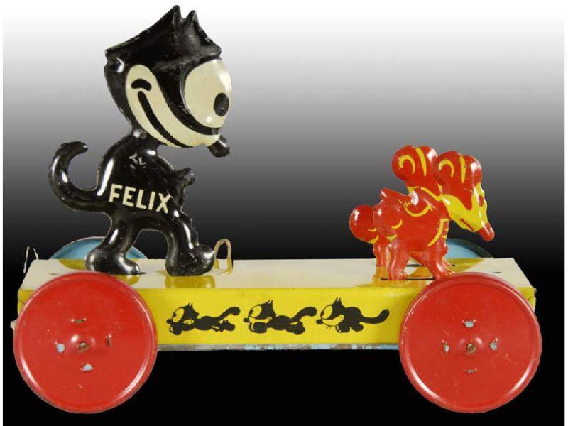 Appraisal: Felix The Cat Platform Toy Description '' L Tin Pulltoy