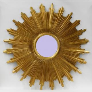 Appraisal: American MCM Carved Gilt Wood Sunburst Mirror UNITED STATES CIRCA