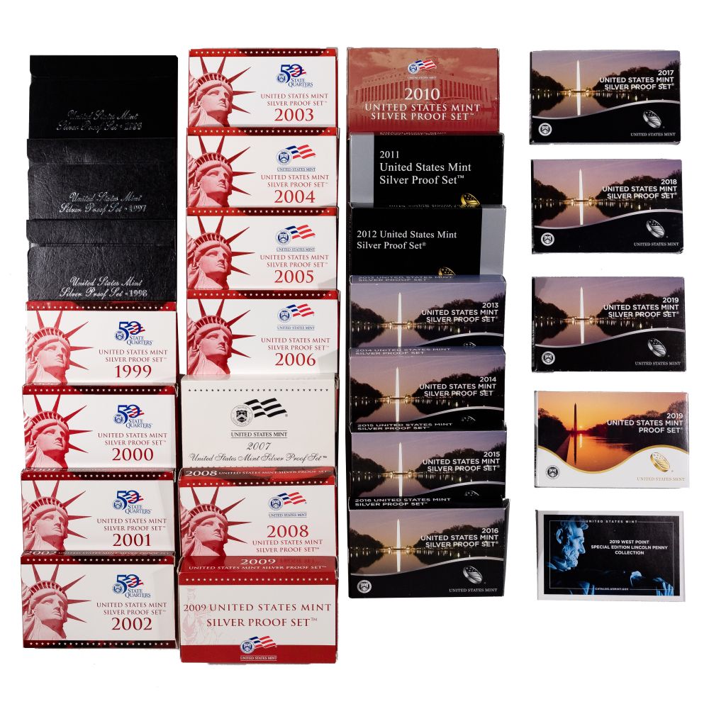 Appraisal: US SILVER PROOF SET ASSORTMENT sets from to and non-silver