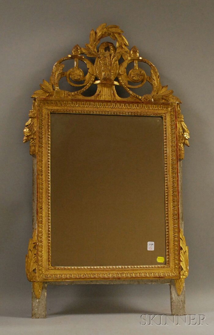 Appraisal: Neoclassical Carved Giltwood Mirror lg in