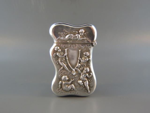 Appraisal: Sterling Silver Match Safe by William Kerr X circa cherub