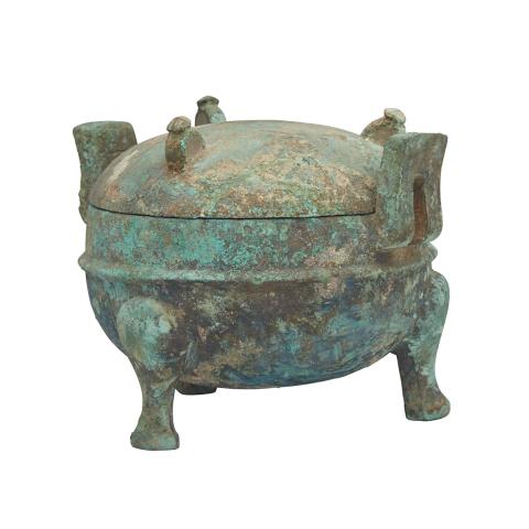 Appraisal: Bronze Tripod Vessel Ding Han Dynasty Of substantial proportion and