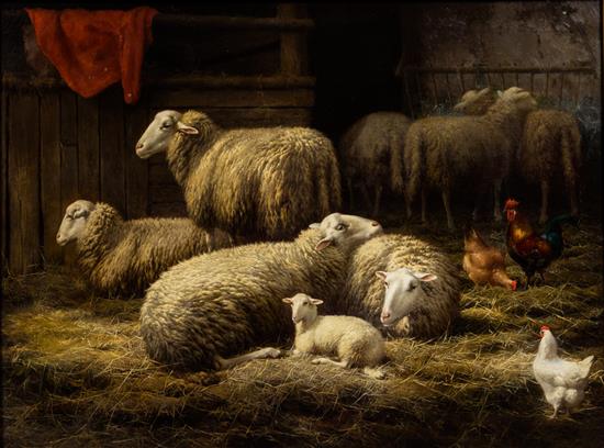 Appraisal: Sale Lot Eugene Remy Maes Belgian - Sheep oil on