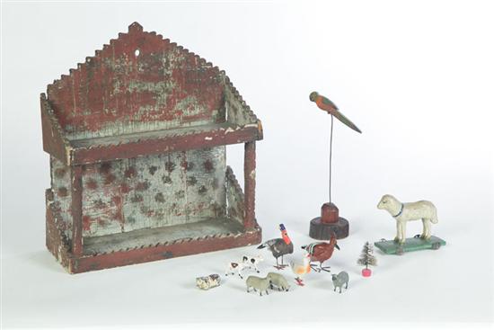 Appraisal: SHELF AND ANIMALS Wood and various materials late th-early th