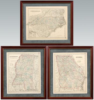 Appraisal: Three Southern maps North Carolina Georgia and Mississippi published by