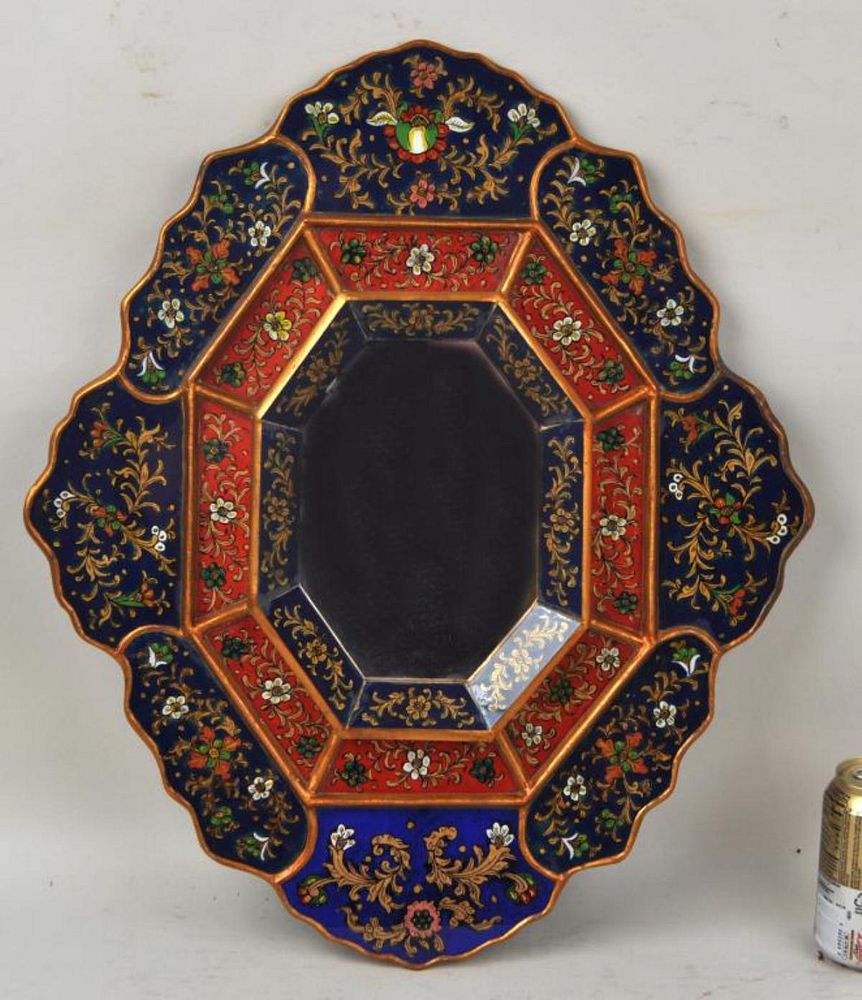 Appraisal: Small South American Eglomise Mirror shaped octagonal form high wide