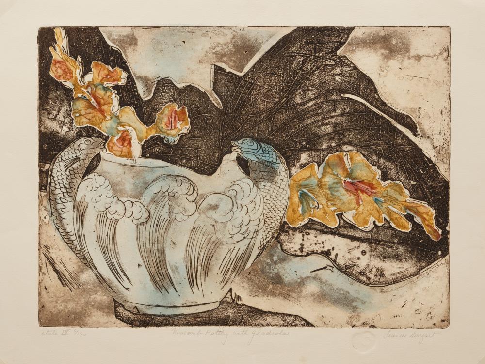 Appraisal: Frances Swigart-Steg American New Orleans b Newcomb Pottery with Gladiolas