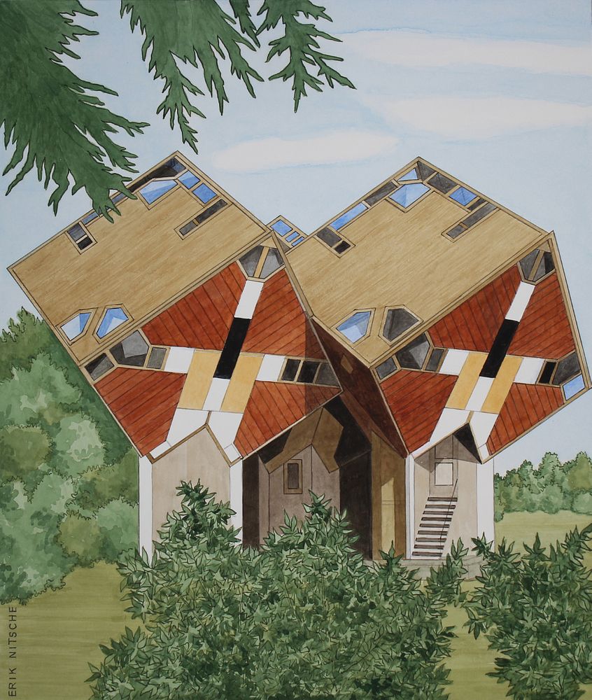 Appraisal: Erik Nitsche - Cube Houses Original Erik Nitsche Swiss -