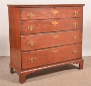 Appraisal: New England Softwood Red Painted Mule Chest New England Softwood