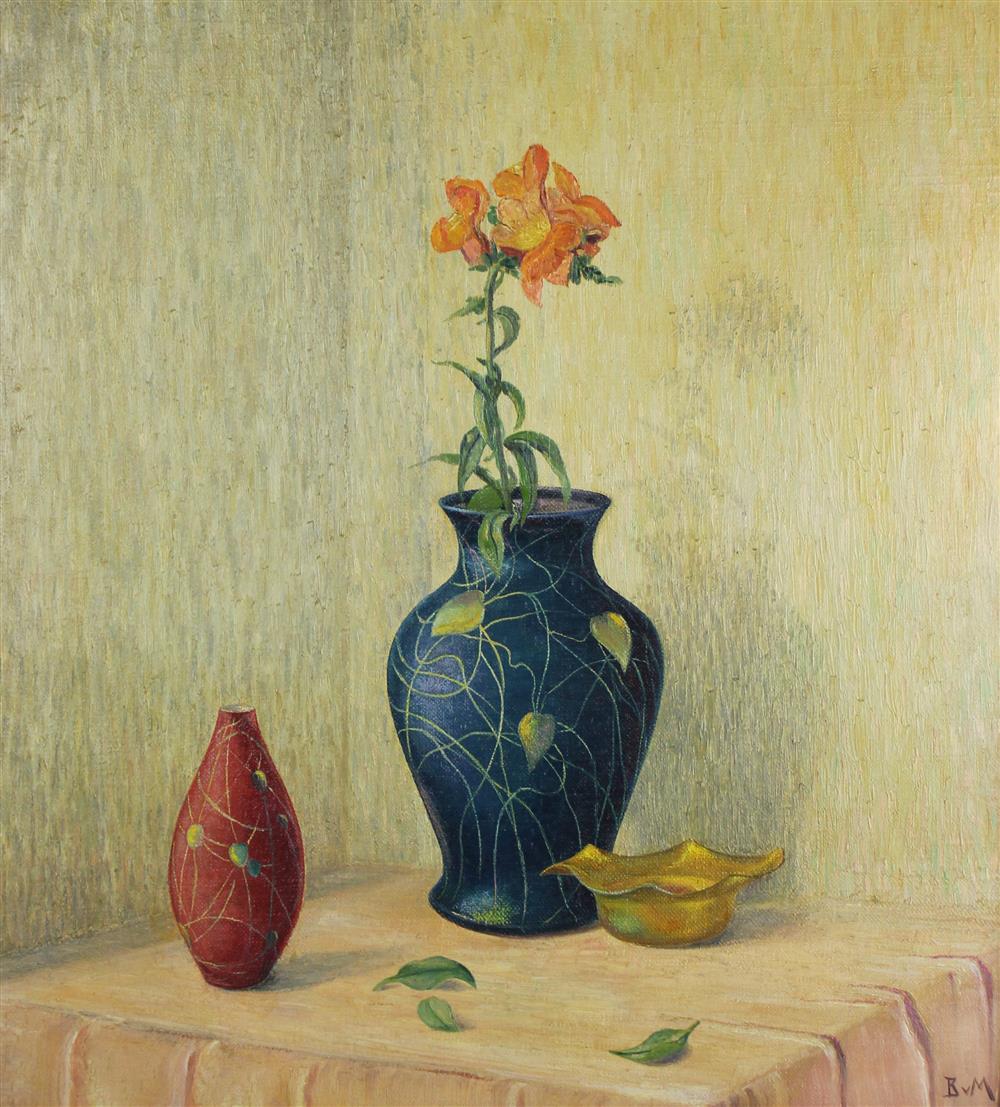 Appraisal: HILDA VAN STOCKUM - RED BLUE AND GOLD Oil on